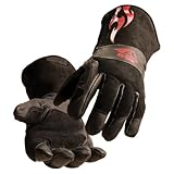 BSX Stick/MIG Welding Gloves - Black with Red Flames, Size Large