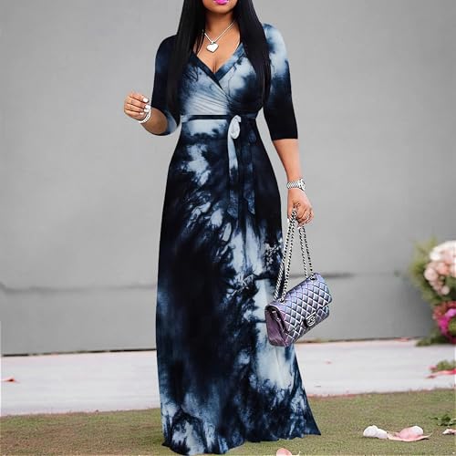 Image of PinkPatty Women's Plus Size Maxi Dress 3 /4 Sleeves Casual Flowy Long Dress for Vacation with Pockets