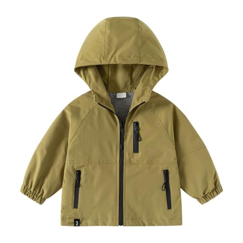 Kids Rain Jacket Waterproof Windproof Zipper RainCoat Boys Girls Casual Lightweight Packable button Coat with Pockets