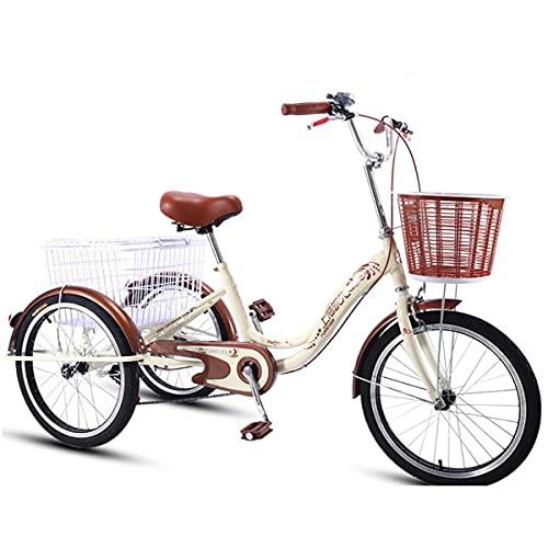三輪自転車 大人用三輪車 3輪トライクバイク シングルスピード ハイブリッドカーゴクルーザー カーゴバスケット付き ショッピング エクササイズ レクリエーション サイクリング ペダリング用