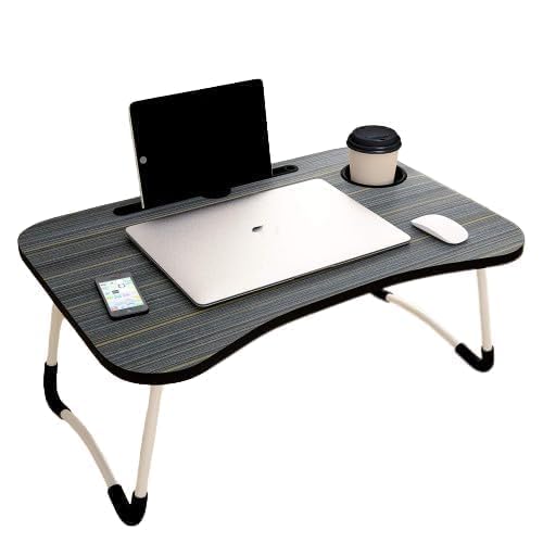 Image of Multipurpose Foldable Laptop Table with Cup Holder, Study Table, Bed Table, Breakfast Table, Foldable and Portable /Ergonomic & Rounded Edges /Non-Slip Legs Kids & Adults (Black)