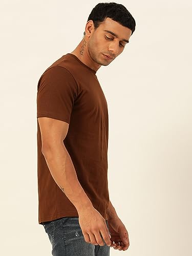 Image of Solid Soft Cloth Round Neck Cotton Relaxed Fit T Shirt