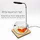 POHOVE 10 W LED-Aquarium-Licht, Vollspektrum, LED-Licht mit Holzbrett, für Aquarien, Topfpflanzen, Sukkulenten, Miniatur-Landschaft, Schwarz, Aluminium, Holz