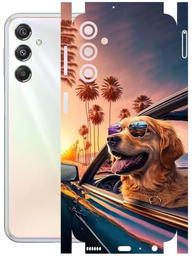 Image of AtOdds - Full Body Back Screen Guard Protector Film - Lamination Wrap Skin Sticker Compatible with Samsung Galaxy M34 (5G) | Scratchproof Matte Finish (Happy Doggo)
