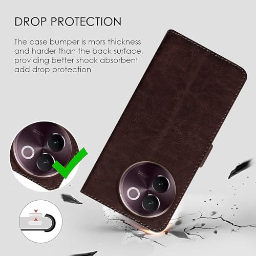 Image of Amazon Brand- Solimo Flip for Vivo V30e 5G (Leather Coffee)
