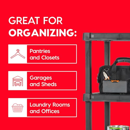 IRIS USA 4-Shelf Heavy Duty Plastic Storage Shelves, 600lb Capacity, 56"H x 36"W x 18"D, Large Modular Shelving Unit Storage Organizer for Garage, Home, Warehouse & Gym, Storage Rack - Black - Image 5