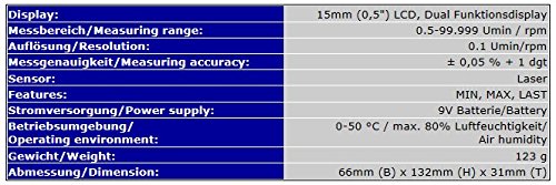 Digitaler optischer Drehzahlmesser Laser Tacho Tachometer Motortester U/min DZ1