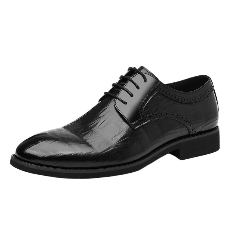 Men's Business Formal Leather Shoes Classic Oxfords for Commute Office Gentlemen Dress Loafers for Suit Wedding Business Meetings 10 Black