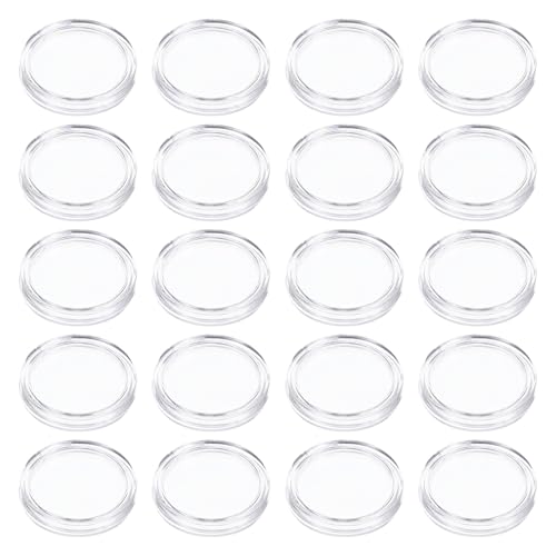 LOORGVEL Lot de 100 Capsules Transparentes Porte-Capsules pour Pièces De 21 Mm, Organiseur Plastique Résistant pour Collectionneurs, Rangement Sécurisé pour Exposition Et Conservation De Monnaies