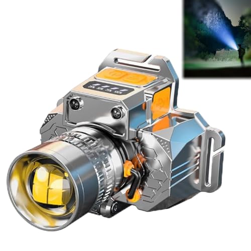 STRAFFI Head-Mounted Induction Zoomable Super Bright Flashlight, Portable Head Flashlight for Camping, Super Bright Rechargeable High Power Headlamp, Led Rechargeable Headlamp Fishing Light