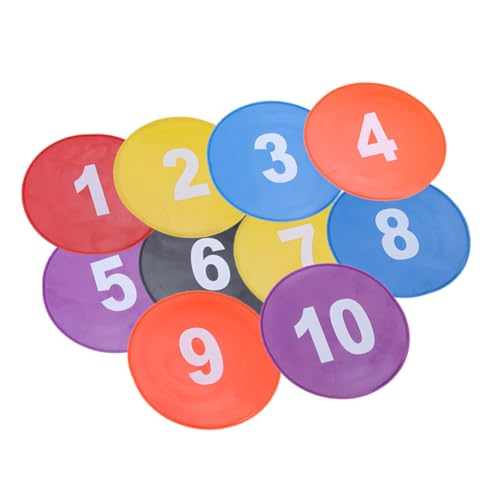 Toddmomy Marqueurs de Sol Numérotés en PVC Résistants la Déchirure, Légers et Solide, 11 Pièces pour Entraînement de Football et Cours de Sport Couleur Aléatoire