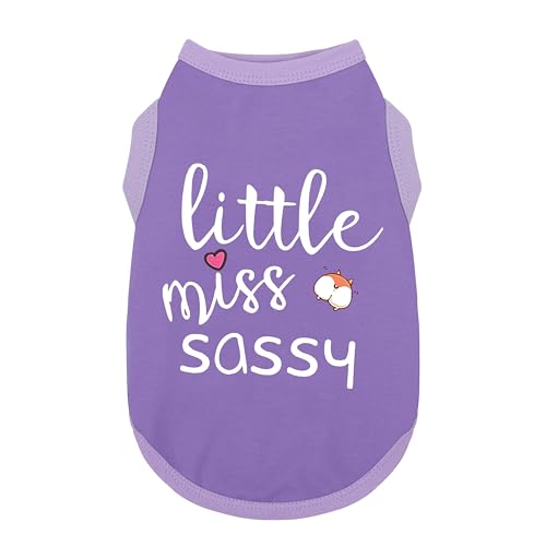 Paiaite Dog Clothes Fashionable Sleeveless Pet Vest: 'Little Miss Sassy' Printed Cotton Dog Shirt, Ideal for Small, Medium, and Large Breeds, Ensuring Comfort and Breathability Purple L