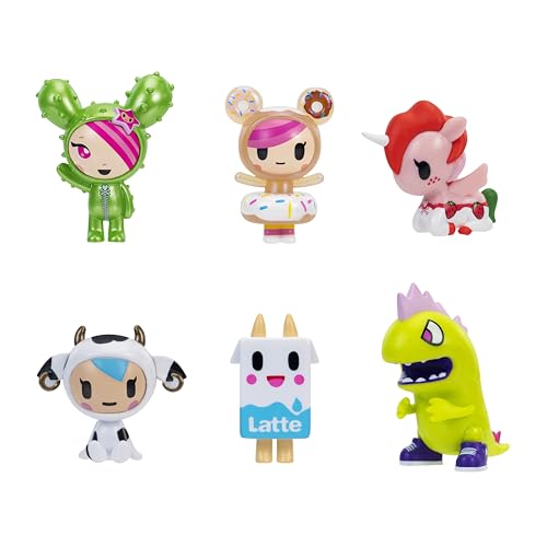 Tokidoki - Paquete de 6 Figuras de 5 cm - Donutella, Sandy, Kaiju Tokimon, Latte, Mozzarella y Ruby, a Partir de 5 años, Producto Oficial de Jazwares