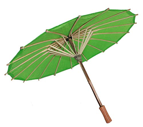 AAF Nommel Sonnenschirm Deko Schirm Kunstfaser wasserfest Bambus Holz Bali Ø 55cm (Grün) – Bild 3