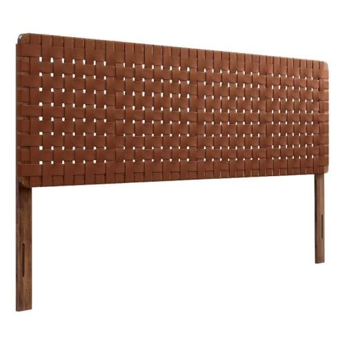 Pemberly Row King Headboard Basket Weave Walnut Brown