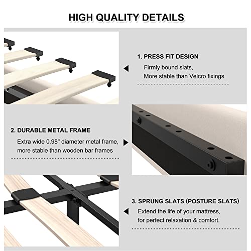 Flolinda Bed Frame Queen Size, Upholstered Bed Frame Queen Size With Tufted Velvet Headboard, Mattress Foundation, Strong Wood Slat Support Double Modern Bed Frame, No Box Spring Needed, Easy Assembly #TOP3