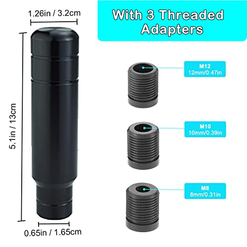 Guofulda Weighted Manual Shift Knobs Black, 5 Inch With 3 Threaded Adapters M8 M10 M12 X 1.25, Metal Gear Stick Shift Knob Aluminum Alloy, Universal Car Accessories Lever Cover Head #TOP1