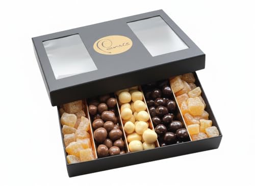 Persis Ginger Delights Gift Box - Assortment of Milk and Dark Chocolate Crystallised Pieces and Yogurt Covered Ginger Sweets (Luxury Gift Box 600g)