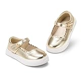 THEE BRON Girls Glitter Sneakers Comfy Fashion Shoes for Toddlers Easy Strap Closure(AS612 Toddler,Gold/10M)