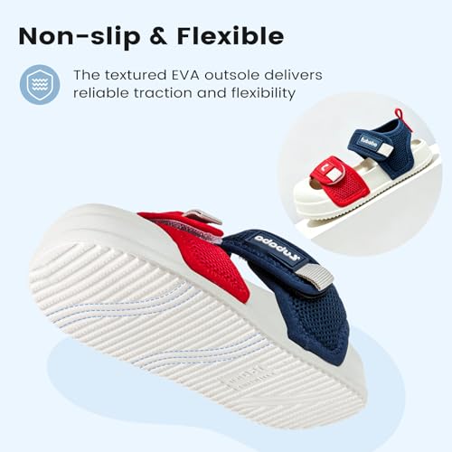 Hitopteu Sandales Enfants Bébé Fille Garçon Été Confortable Sport Sandales Navy Rot 160 25/26 EU – vue 7