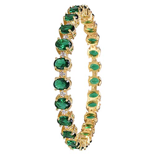 Image of RATNAVALI JEWELS Designer Gold Plated American Diamond CZ Green Emerald Weddig Bangles Set for Women /Girls RV3188G