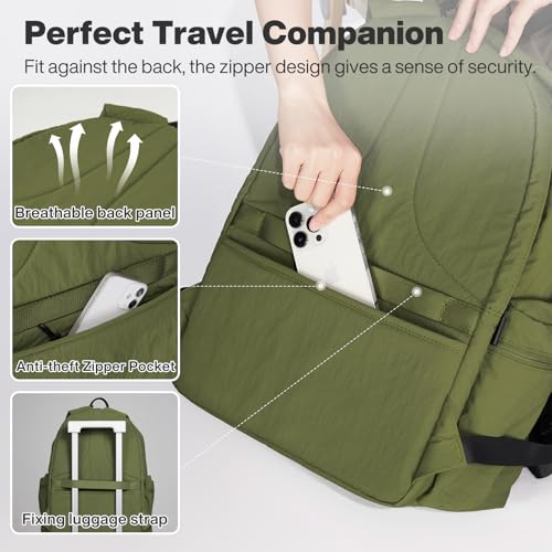 mixi Outdoor Lightweight Backpack Casual Carry On Laptop Backpack Travel Bookbag for Women Men, Water Resistant Durable Small Hiking Bag for Camping Weekender Sports College Work, 15 Inch Jungle Green by mixi - Image 7