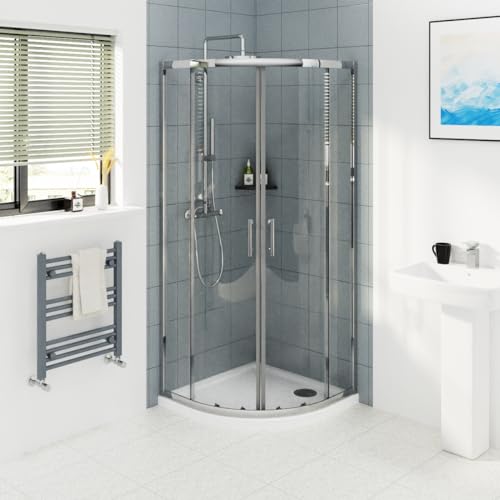 NRG 700 x 700mm Chrome Framed Quadrant Shower Enclosure Sliding Door 6mm Easy Clean Glass