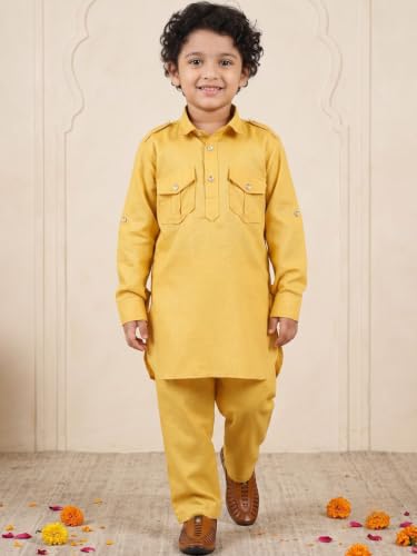 Image of AJ DEZINES Kids Cotton Full Sleeve Solid Black Pathani Suit Set for Boys - Ethnic Wear | Traditional | Festival Wear for boys - Regular Fit