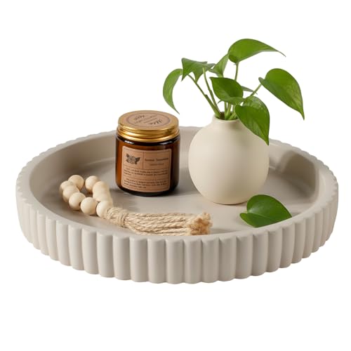 Round Decorative Tray for Coffee Table Decor, 11" Table Centerpie...