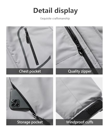 Image of Men's Mountain Winter Coat Warm Fleece Ski Snow Jacket Waterproof Raincoat with Hood