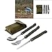 Luzhengyang Compact Foldable Stainless Steel Fork Spoon Set with Portable Pouch - Perfect for Camping, Travel, and Outdoor Eating - Weight Folding Cutlery Utensil for BBQ Picnic Dinn