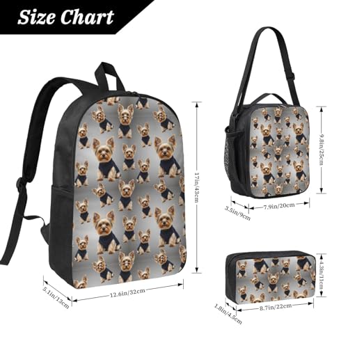 Lightweight Backpack For Unisex Backpack With Insulated Lunch Tote & Pencil Case Set (for Cutest Yorkies)4