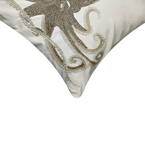 Image of SAJAVAT HOME Cotton Printed Cushion Cover Exclusive Edition 18x18 INCHES White & Beige (Pack of 1)