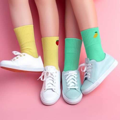 Image of Eurzom 10 Pairs Socks Womens Crew Elastic Ankle Length Cotton Socks Aesthetic Cute Lightweight Low Cut Gifts for Women