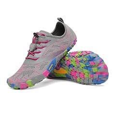 SAGUARO Barefoot Shoes Uomo Scarpe Barefoot Donna Scarpe Minimaliste Scarpe a Piedi Nudi Antiscivolo Scarpe Trail Running Traspiranti Scarpe Dita Rosa Grigio EU Gr.37