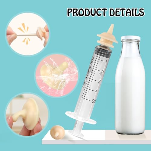 LunarCharm 6-teiliges Sauger für Kätzchenflaschen Wiederverwendbares Fütterset für Kätzchenflaschen Nippel mit Spritzen für Welpen, Kätzchen und andere Neugeborene Haustiere