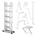 LUISLADDERS 18.5FT Folding Ladder Multi-Purpose Aluminium Extension 7 in 1 Step Heavy Duty Combination EN 131 Standard