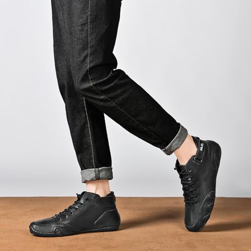Image of baobeijiadao Men's Beck Shoes Waterproof Non Slip High Top Chukka Boots Handmade Suede Caual Outdoor Sneakers