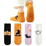 CooTooLa Kuschelsocken Damen 39-42 Flauschige Warme Socken aus Korallenfleece Halloween Fluffy Socks Dicke Wintersocken Haussocken Bettsocken