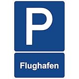 Parkplatzschild Flughafen Parken Schild Blau 30 x 20 x 0,3 cm Kunststoff Parkplatzmakierung Parken Parkplatzschilder Parkplatz Hinweisschild, Verbotsschild, Parkplatz Freihalten