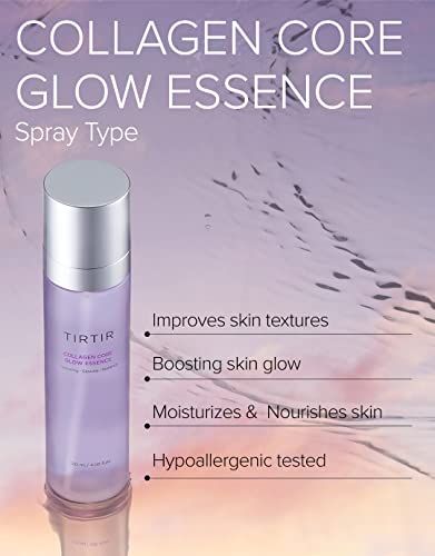 Tirtir Collagen Core Glow Essence - Dewy Glowy Hydrating Serum Spray For Face - Firming & Lifting Glow Booster Face Mist - Collagen & Hyaluronic Acid For Dry Skin, 3.38 Fl.oz. #TOP1