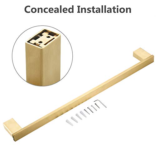 Weiko Gold Bathroom Accessories, Brushed Gold Towel Bar Toilet Paper Holder Towel Ring And Robe Hook Bathroom Hardware Set Wall Mount Stainless Steel Square, 4 Piece #TOP7