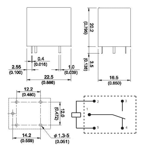 Relais 801H-1C-C 24VDC 5 pins composant electronique PCB inverseur - 5