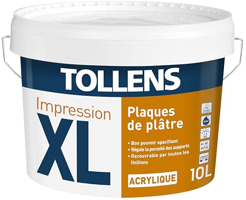 Tollens Sous Couche Professionnelle - Spécial Plaque de Plâtre - Toutes Pièces XL Impression plaque de plâtre - 10L = 120m2