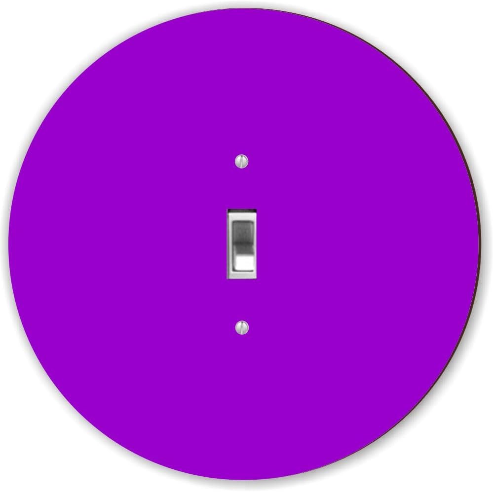 Island Gifting - Solid Purple Circle Design - Round double rocker switch plate cover, fits two standard rocker or GFCI outlets, modern design.