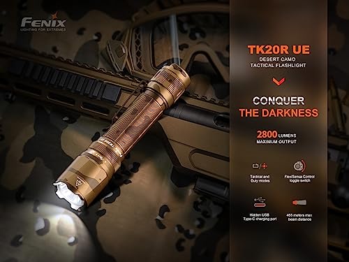 fenix TK20R UE Desert Camouflage, Rechargeable Long Range Ultra Bright Police Torch, Desert Camoflage - Image 2