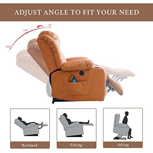 Ashomeli Large Lift Recliner Chair For Elderly With Massage And Heating Function (Orange) #TOP3