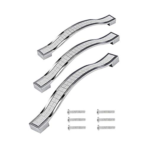 RYUNQ 6pcs Poignées d'armoire Brillantes, Poignées de Tiroir en Strass, Poignées d'arc de Placard en Cristal, Poignée de Porte de Meuble à Paillettes (6, 96mm)