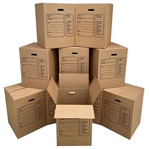 Uboxes Moving Boxes with Handles, 10 Premium Large, 18 x 18 x 24, Brown, BOXINDSLAR10 Cover
