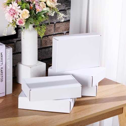 Image of Qilery 400 Pcs 5.9 x 3.9 x 1.2 Inches Shipping Boxes Corrugated Cardboard White Mailer Boxes Packaging for Small Business Mailing Wrapping Present Gift